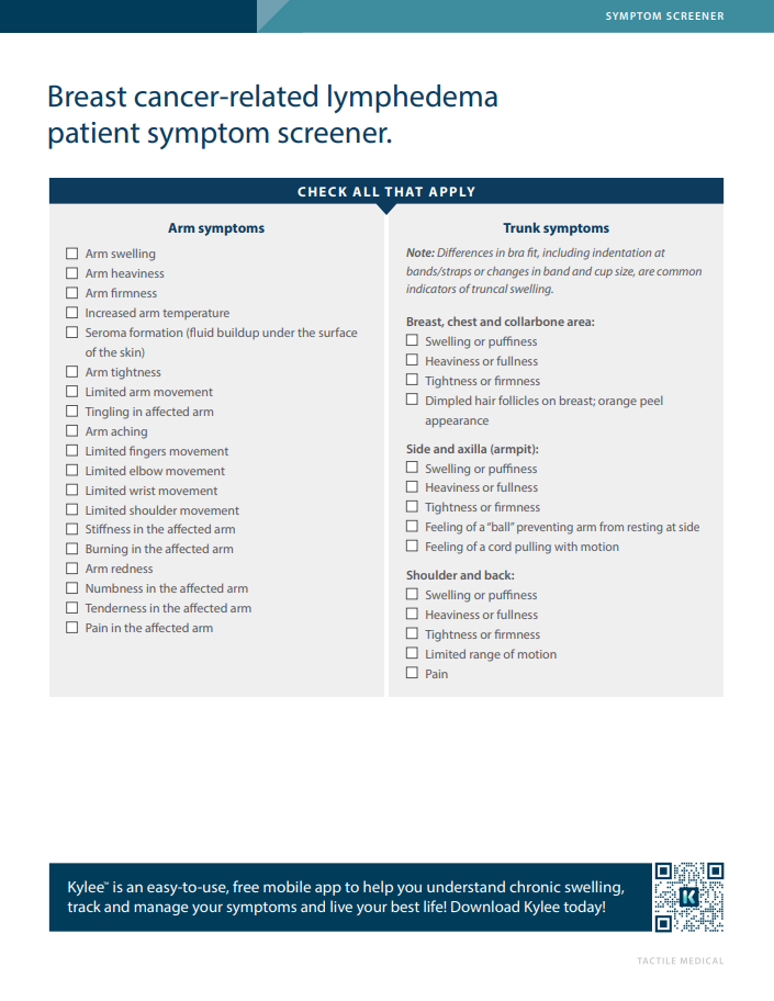 breast cancer related lymphedema symptom screener